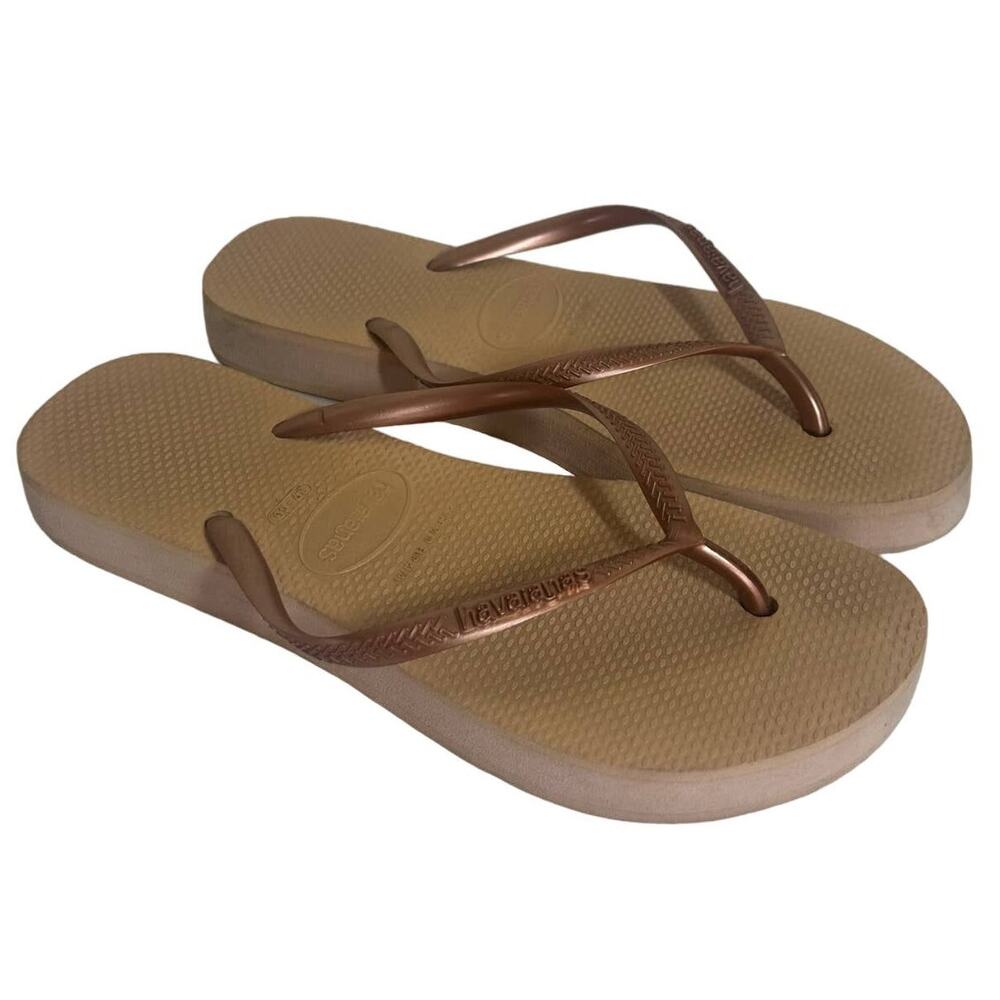 Havaianas Women's Slim Flatform Rose Gold Flip Flops Size 9-10 Pink Summer